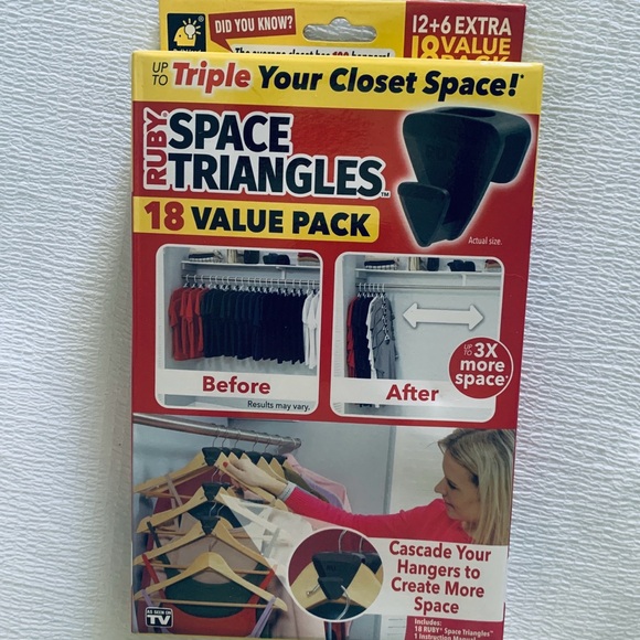 NIB Ruby - Space Triangles - 18 Value Pack - Closet Hangers - Space Savers - Picture 2 of 11